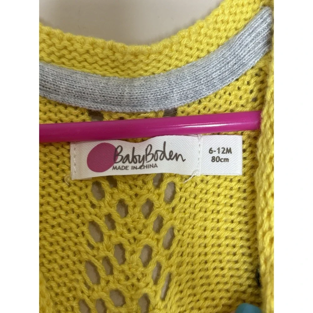 Baby Boden Yellow‎ Cardigan Sweater 6-12M